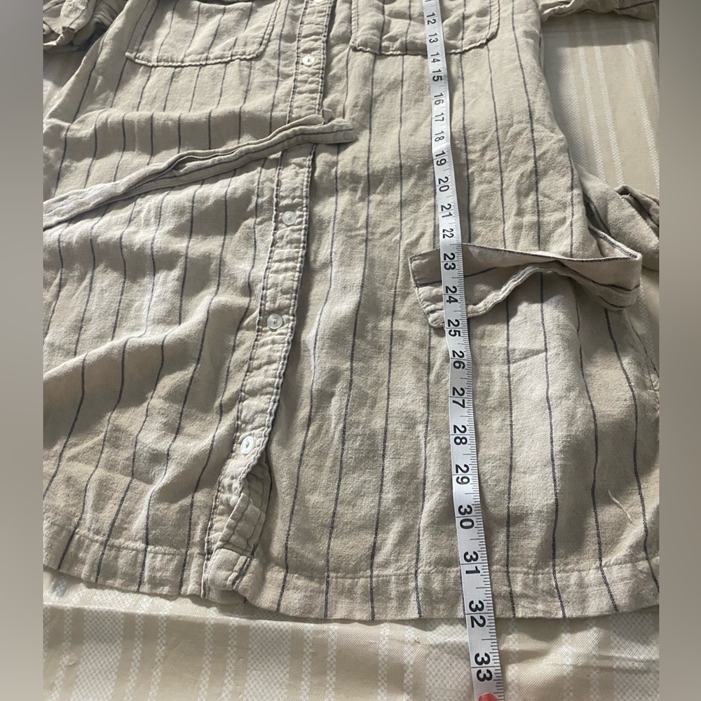 Abercrombie & Fitch Tan Striped Mini Shirt Boho style dress with front tie - Picture 4 of 7